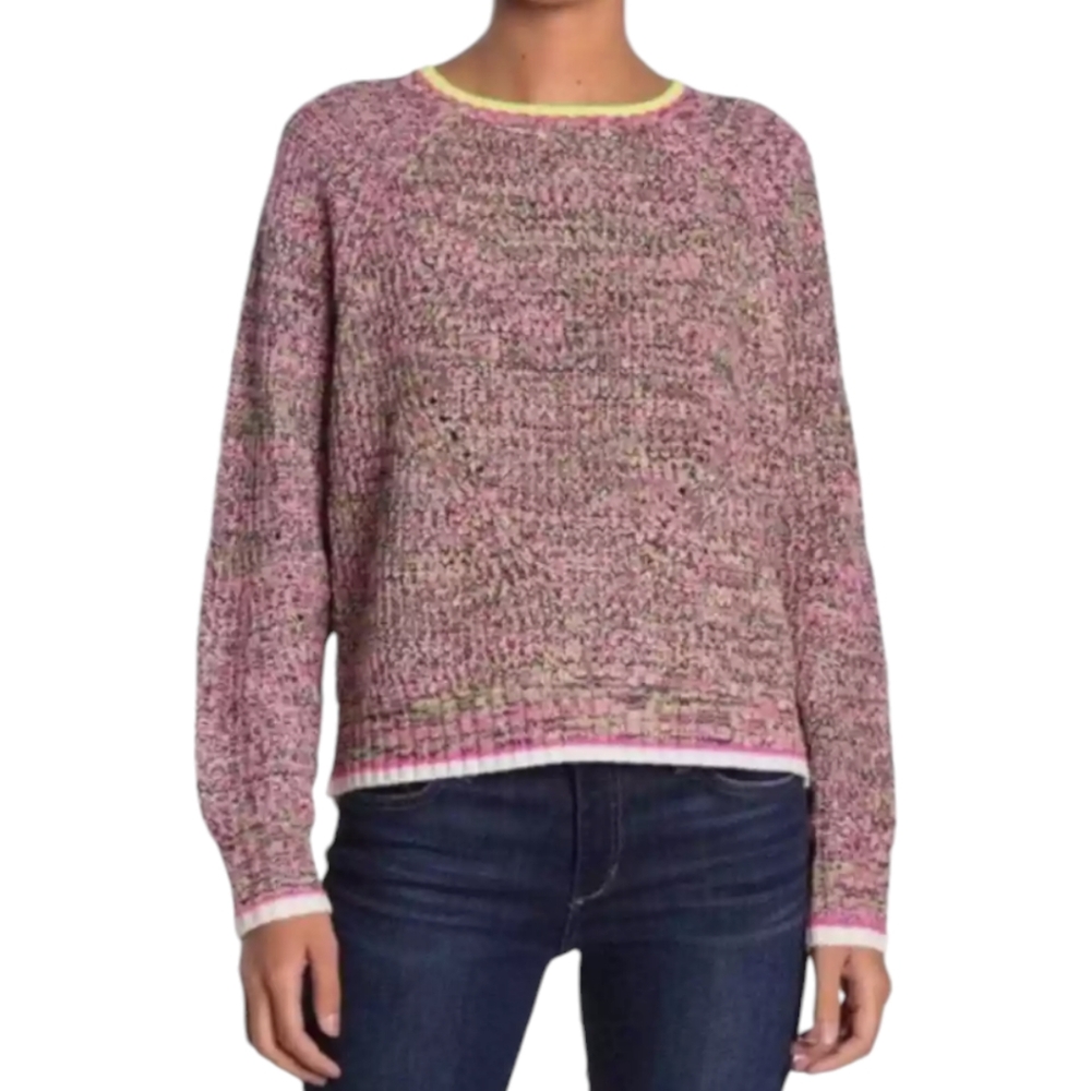 John + Jenn neon pink and yellow sweater size small